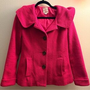 Anthropologie Tulle Women’s Pink Barbiecore Wool-Blend Hooded Coat